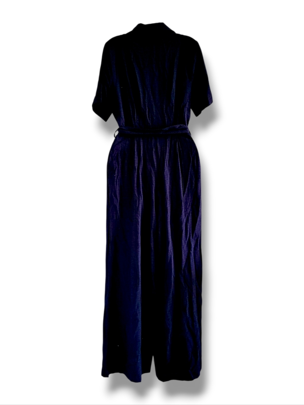 HYFVE | Classic Dark Navy Short Sleeve Self Tie Maxi Wide Leg Jumpsuit (SIZE S) - Picture 2 of 14